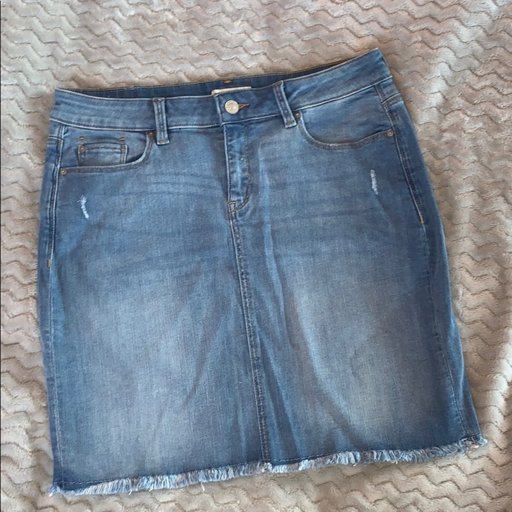 light wash denim skirt